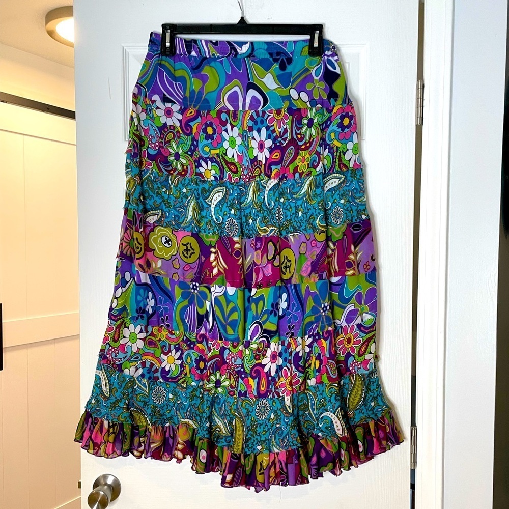 MIX NOUVEAU VINTAGE BOHO FESTIVAL MIDI SKIRT - LARGE
